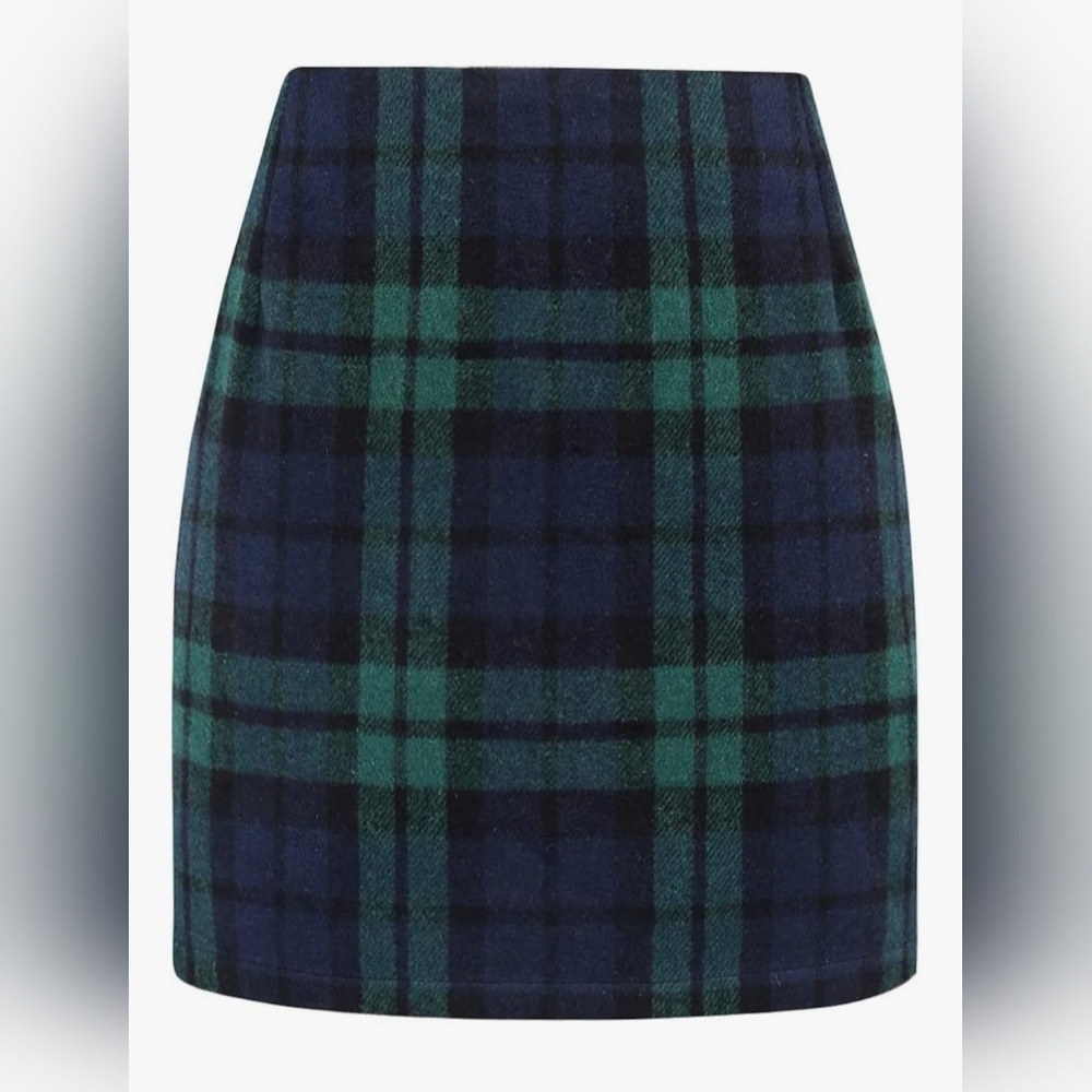 ❄️ Plaid Women's Skirt in Blue and Green